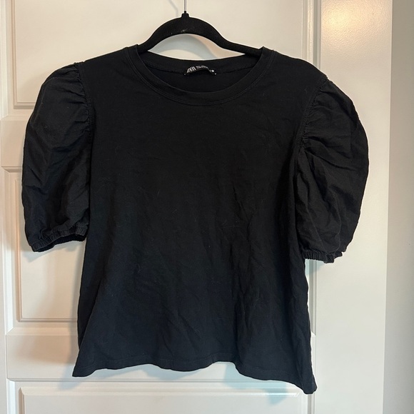 Zara Black Short Sleeve Puff Top - Picture 1 of 2